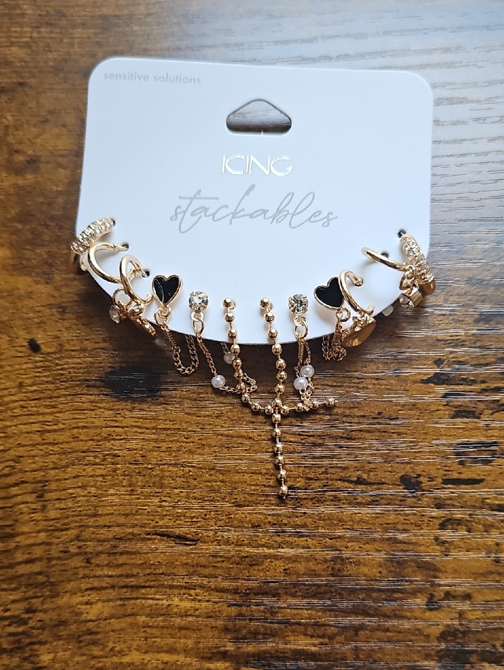 Icing Gold and Black Earrings Set